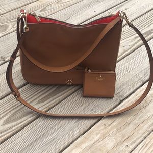 Warm gingerbread Kate Spade purse with matching wallett